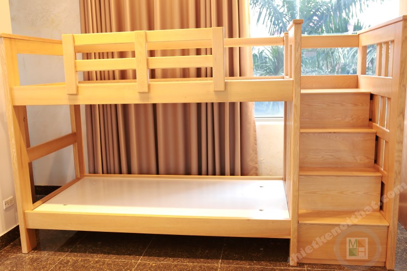 Giường tầng trẻ em gỗ sồi tự nhiên 04 Giường tầng trẻ em gỗ sồi tự nhiên 04